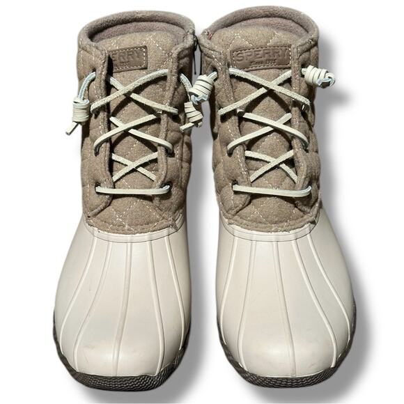 Women’s Sperry Cream saltwater wool Rain Boots Quilted Ankle size 10M - Picture 2 of 7